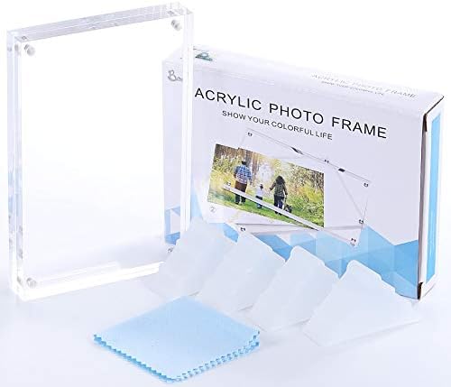 Boxalls 6x8 Inches Acrylic Picture Frame, Double Sided Clear Frameless Photo Frame with Magnetic Desktop Transparent