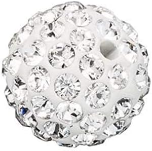 25pcs Adabele Grade A Suncatcher Crystal Rhinestone Pave Loose Beads 12mm Clear White Polymer Clay Disco Ball Spacers Compatible with Shamballa All Craft Jewelry Making DB12-1
