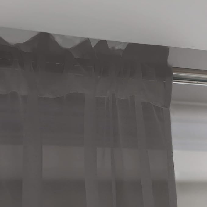 Window Dark Grey Sheer Curtains 48 Inches Width 145 Inches Long 2 Panels Sheer Curtain Clear Curtains Basic Rod Pocket Panel for Home Living Room Bedroom Kids Room Yard Patio Parlor Sliding