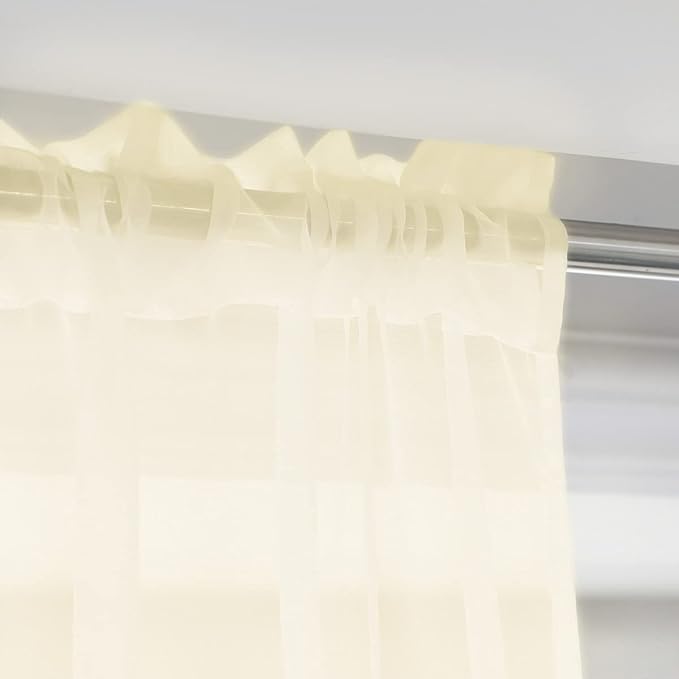Window Light Yellow Sheer Curtains 48 Inches Width 72 Inches Long 2 Panels Sheer Curtain Clear Curtains Basic Rod Pocket Panel for Home Living Room Bedroom Kids Room Yard Patio Parlor Sliding