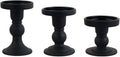 3-Piece Set of Black Glass Candlestick, Crystal Candlestick Holder Holder and Conical Candle, Christmas Candle Holder Decoration, Family Living Room Wedding Candle Holder (black1set)