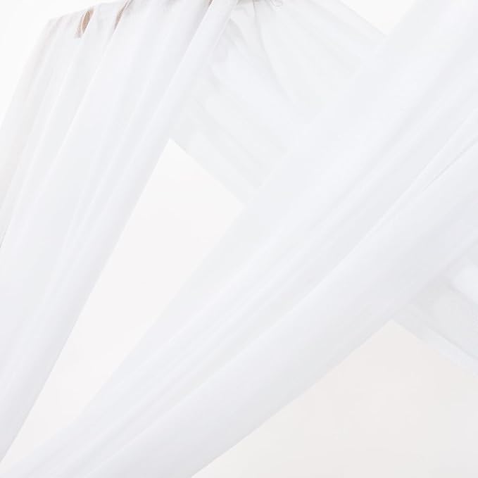 MLMC White Wedding Arch Draping Fabric 2 Panels 29" x 20 FT Extra Long Gauze Drapes Sheer Backdrop Curtains 6.6 Yards Outdoor Drapery Panels for Wedding Church Ceremony Ceiling Decoration