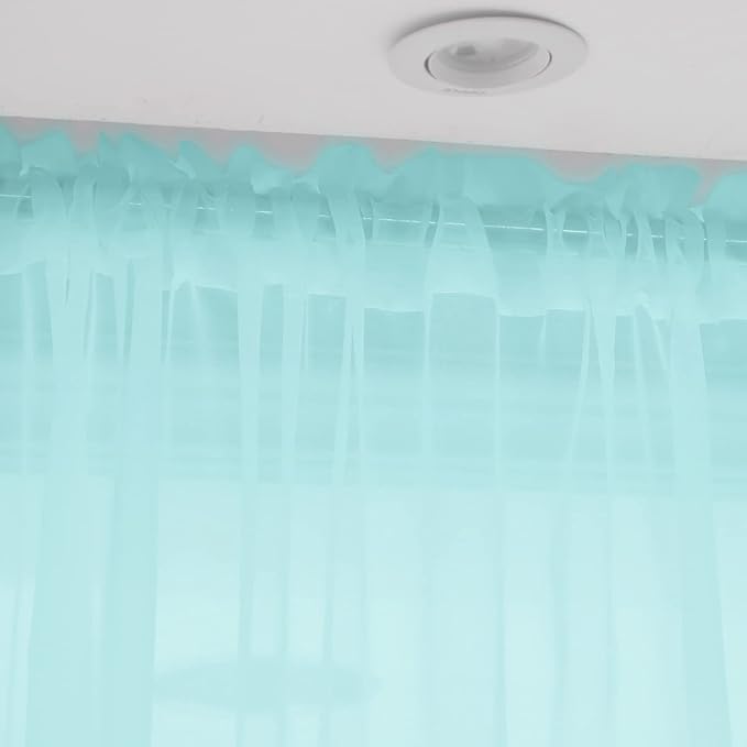 Window Lake Blue Sheer Curtains 95 Inches Long 2 Panels Sheer Curtain Basic Rod Pocket Panel for Bedroom Children Living Room Yard Kitchen (Lake Blue, 52" W x 95" L | 2 pcs)