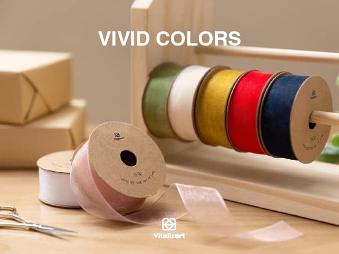 Vitalizart Gold Organza Ribbon for Gift Wrapping 1 inch x 30 Yd 3 Rolls *10Yd Extra Density Sheer Fabric Christmas Card Supplies Crafts Bows Tree Decor Wedding Wreaths Wrap