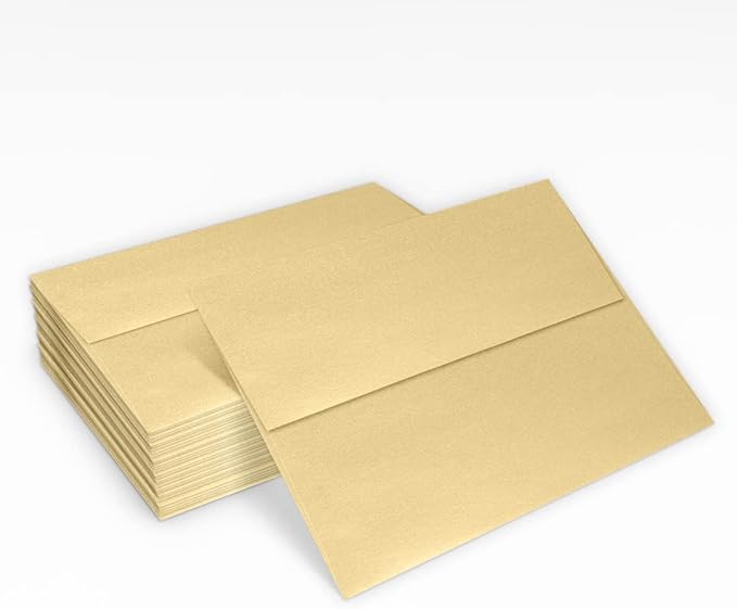 LUXPaper A7 Invitation Envelopes | Peel & Press | 5 1/4" x 7 1/4" | Blonde Metallic | 80lb. Text | 250 Qty