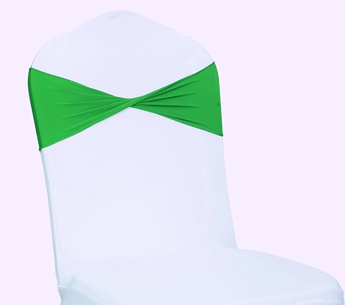 VDS Pack of 75 PCS | Light Green | Spandex Chair Sashes Bows Without Buckle | Stretch Elastic Banquet Universal Folding Chair Band Tie with for Wedding Party Conference Celebration Event Decoration