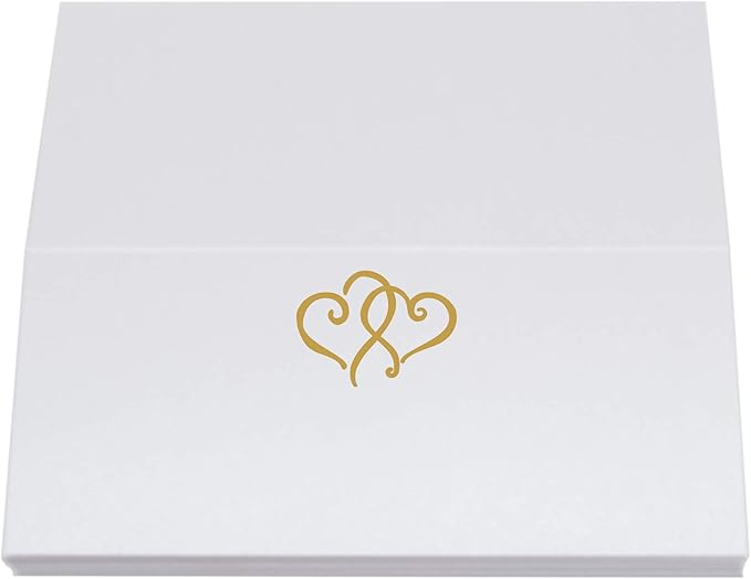 Linked Hearts Place Cards, Gold (Choose Color), Set of 25, Pre-cut and Scored - Wedding, Party, Dinner, and Special Events - Made in the USA