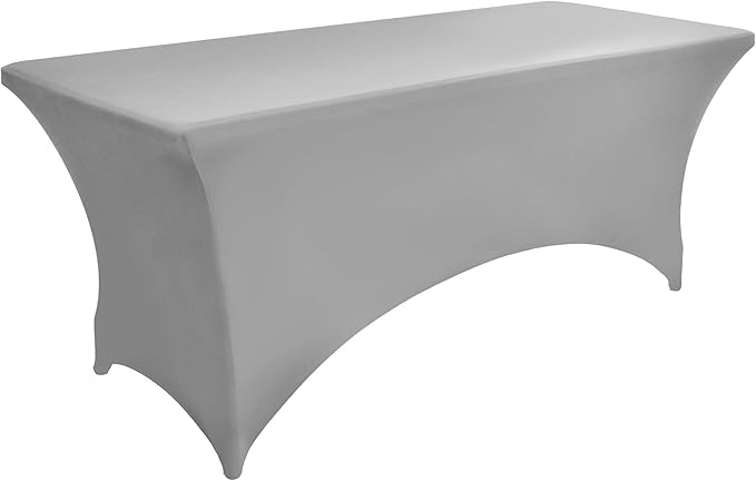 112 2-Pack 6ft Spandex Table Covers for Rectangle Standard Folding Tables - Wrinkle Resistant Stretch Tablecloths - Ultimate Fitted Table Protector for Parties, Banquet, and Wedding