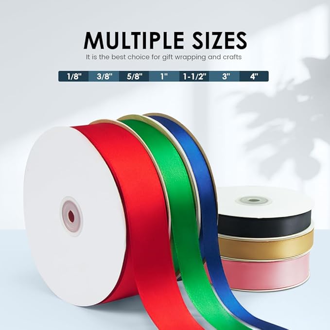 3/8" Wide x 100 Yards Single Face Polyester Satin Ribbon, Satin Ribbon for Crafts, Gift, Hair Bows, Wedding Party Decoration, Bow Making & Other Projects (Pink)