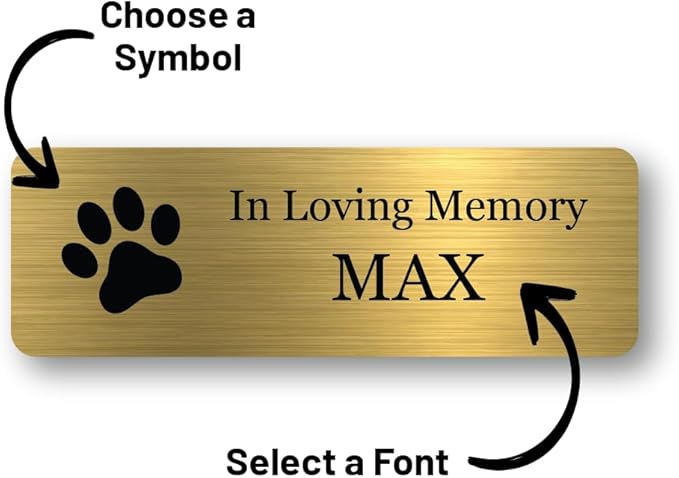 Custom Engraved Name Plates with Adhesive, Made in The USA, Personalized Pet Urn, Memorial Plaque, Picture Frame, Art Tag, Flag case (Gold Plate/Black Text, 2x4 Inch)