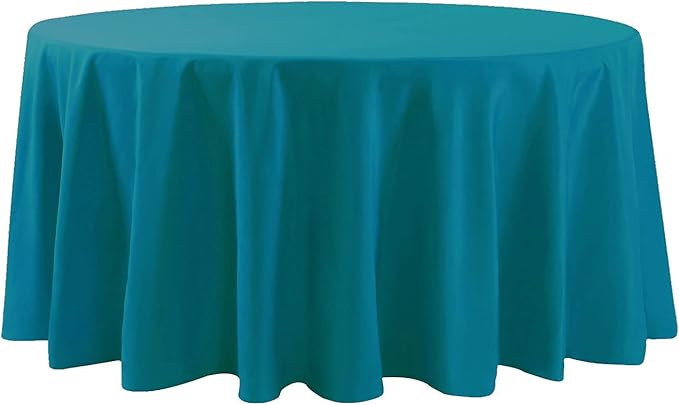108 inch Round Tablecloth Washable Polyester Table Cloth Decorative Table Cover for Wedding Party Dining Banquet（108 inch, Caribbean Blue）