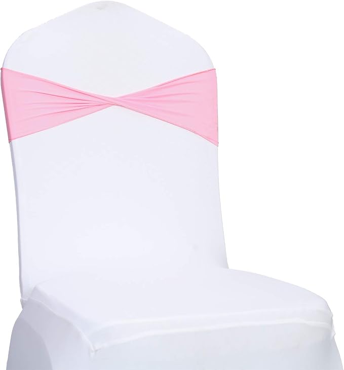 VDS Pack of 300 PCS | Pink | Spandex Chair Sashes Bows Without Buckle | Stretch Elastic Banquet Universal Folding Chair Band Tie with for Wedding Party Conference Celebration Event Decoration