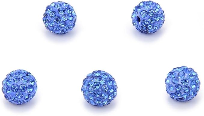 25pcs Adabele Grade A Suncatcher Crystal Rhinestone Pave Loose Beads 10mm Light Sapphire Blue Polymer Clay Disco Ball Spacers Compatible with Shamballa All Craft Jewelry Making DB10-14
