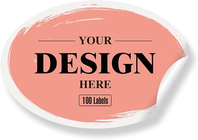 Custom Stickers - Customized Labels with Any Design Image Logo Text, 100 Pink Oval Stickers (3"x1") for Business, Thank You, Address, Bottle Labels, Retail Shop, Bake Sales, Gifts