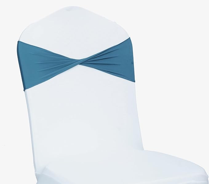 MDS Pack of 150 Spandex Chair Sashes Bows Elastic Stretch Dining Chair Bands Ties Without Slider Buckle Universal fits for Wedding Baby Shower Birthday Party Banquet Event Decoration - Dark Teal