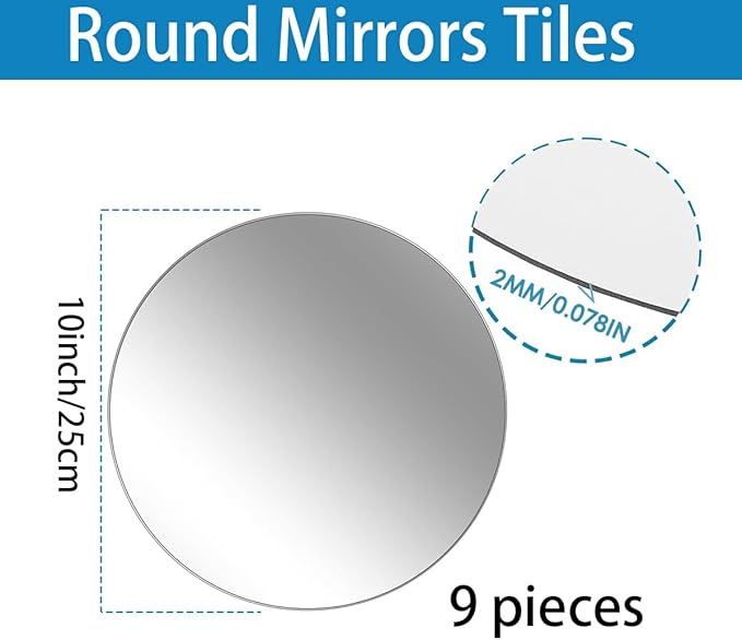 9 Pcs Round Mirror Centerpieces for Tables Decorations, 10" 2mm Thick Acrylic Mirror Centerpieces Tray Candle Plate Centerpiece for Wedding Table Centerpieces Decorations Wall Decor