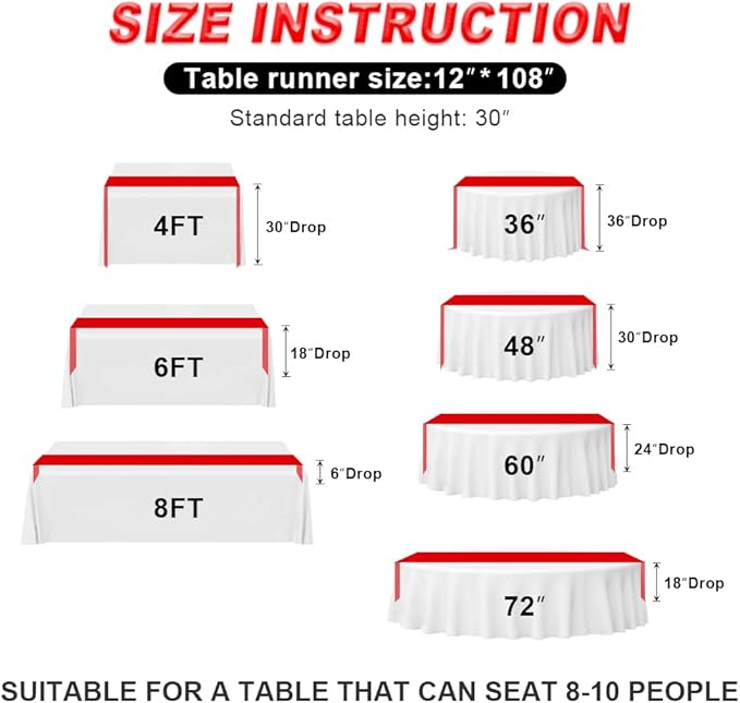 Eternal Beauty Red Table Runner for Wedding, 5PCS-12x108 Sequin Table Runner Decorations for Birthday Parties, Banquets, Graduations,Christmas