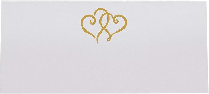 Linked Hearts Place Cards, Gold (Choose Color), Set of 60, Pre-cut and Scored - Wedding, Party, Dinner, and Special Events - Made in the USA