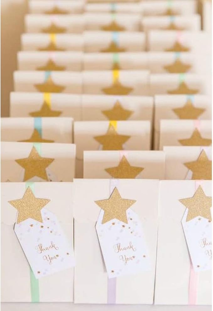 MOWO Glitter Five Stars Confetti Wedding Party Decor and Table Decor, 1.2’’ in Diameter (Glitter Gold,200pc)