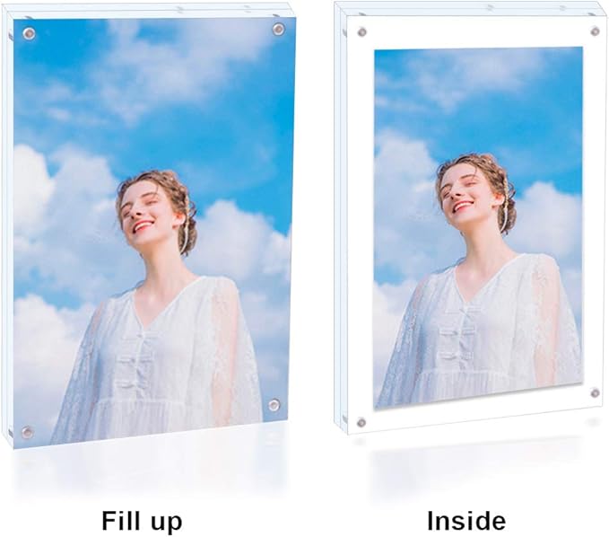 Acrylic Photo Frame 5x7-3 Pack Clear Double Sided Magnetic Picture Frameless Desktop Display with Photo Frame Support Stand Best Gift for Family, Baby, Document Photo Frames- Free Soft Microfiber