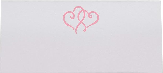 Linked Hearts Place Cards, Pink (Choose Color), Set of 25, Pre-cut and Scored - Wedding, Party, Dinner, and Special Events - Made in the USA
