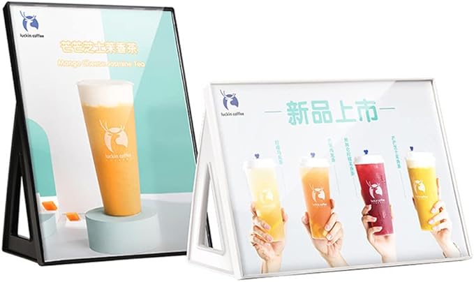 ABS Plastic Sign Holder，Menu Displays L Shape Sign Stand Vertical/Horizontal Use (Black A4 210×297mm/8.27×11.69inches)