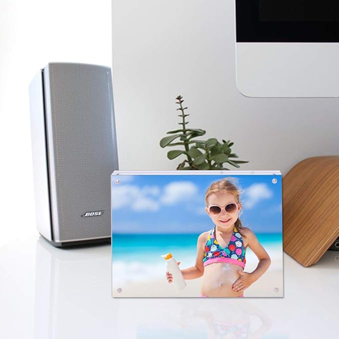 Acrylic Photo Frame 5x7-3 Pack Clear Double Sided Magnetic Picture Frameless Desktop Display with Photo Frame Support Stand Best Gift for Family, Baby, Document Photo Frames- Free Soft Microfiber