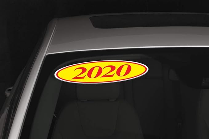 EZ-Line Oval Model Windshield Year Stickers for Car Windows Red and Yellow Large Vinyl Dealership Supplies 1 Dozen Pro Pack (2018)