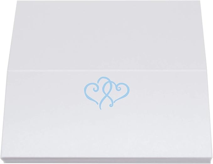 Linked Hearts Place Cards, Light Blue (Choose Color), Set of 25, Pre-cut and Scored - Wedding, Party, Dinner, and Special Events - Made in the USA