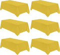 VidaFete Tablecloth 6 Pack 90 * 132inch Rectangle Table Cloth Polyester, Stain Wrinkle Resistant Polyester Dining Table Cover for Kitchen Dinning Party Wedding Rectangular Buffet Decoration(Yellow)