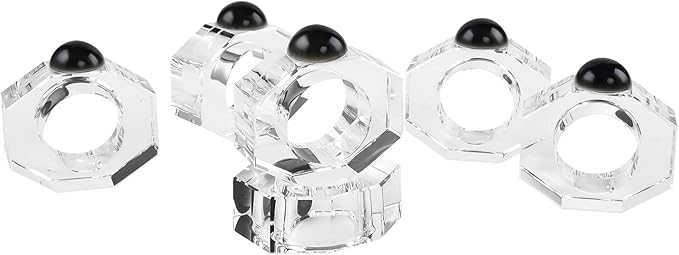 Crystal Napkin Rings Holder Silver Diamond Napkin Rings Pack of 6 Pieces,Hotel Restaurant Wedding Party Holiday Banquet Dining Table Decor