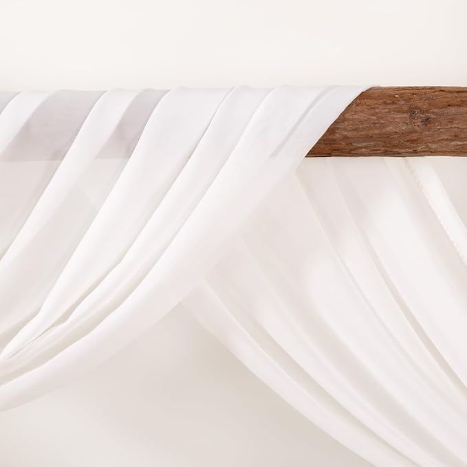 Ivory Wedding Arch Draping Fabric 2 Panels 30'' x 18FT Sheer Chiffon Arch Drapery for Photo Booth Bridal Shower Baby Shower Church Decor Newborn Photography Christening Outdoor Party