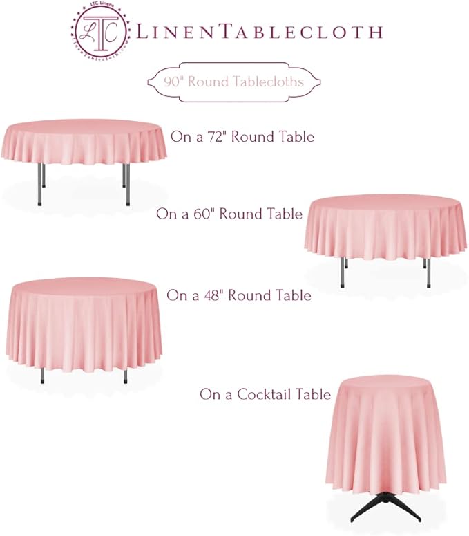 LTC LINENS 2 Pack 90 Inch Round Tablecloth Lavender - Wrinkle Resistant Table Cloth for Round Table -Washable Polyester Fabric Table Cover for Wedding, Party