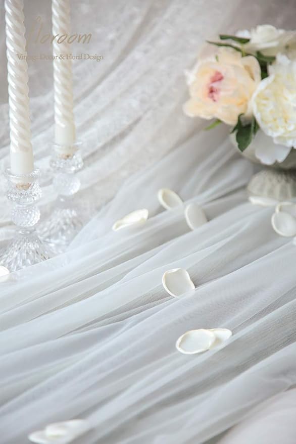 Floroom 500pcs Rose Petals Ivory Faux Silk Flower Petals for Wedding Flower Girl Basket White Aisle Scatter Dinner Table Centerpieces Party Confetti Bridal Shower Romantic Night Decoration