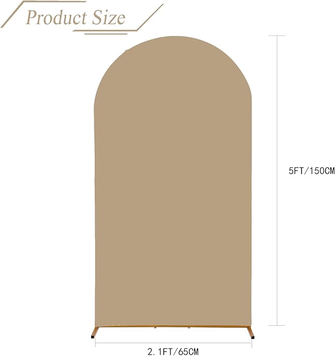 bricia Wedding Arch Backdrop Stand Cover, 5FT Double Sided Stretchy Arch Cover Fitted Wedding Birthday Party Banquet Decoration (Champagne 60''Lx25.2''W)