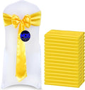 MDS Pack of 125 PCS Satin Chair Sashes Charmeuse Sateen Dining Chair Bows Ribbon Ties Back Sash for Wedding Party Birthday Home Hotel Restaurant Banquet Decoration (7 x 108 Inch, Yellow Gold)