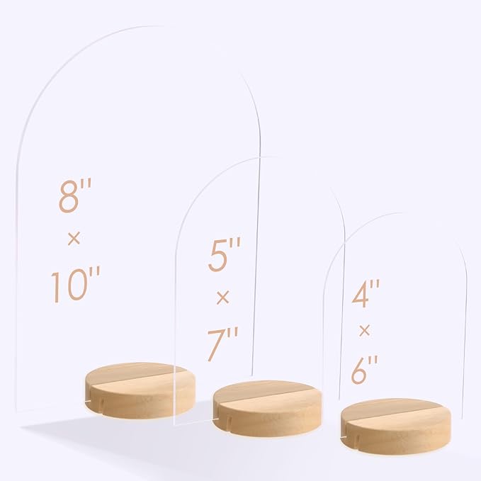 UNIQOOO 10 Pack 3" Round Birch Wood Stands for Wedding Acrylic Sign, Wood Table Number Holders for 1/8 Thick Acrylic Sheets | Wedding Display Stand, Card Holder for Bar Menu, Retail Sign, Party
