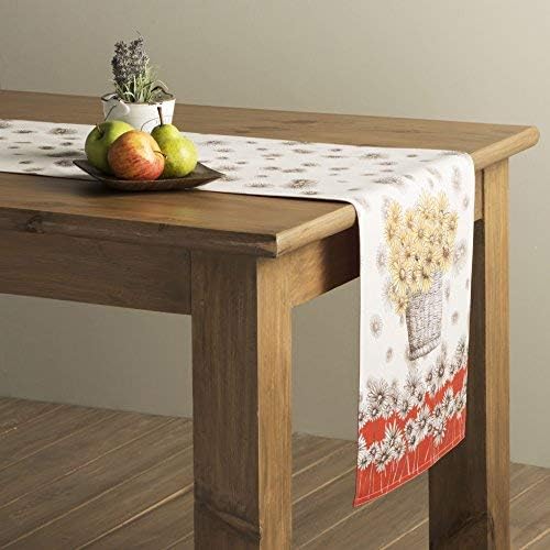 Maison d' Hermine Table Runner 100% Cotton Double Layer Table Runners 108 inches Long for Thanksgiving Christmas Decorations Home Kitchen Dining Party Wedding (Bagatelle, 14.5" x 108")