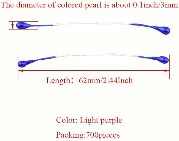 HAHIYO 700Pcs 3mm Royal Blue Pearl Double Head Flower Stamen Pistil - Handmade Artificial Pearlized Floral Pollen for Making, Scrapbook Decoration
