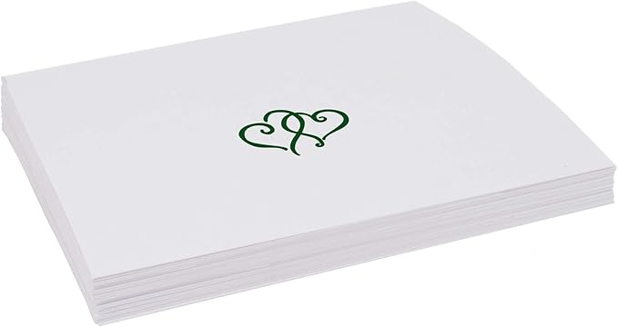 Linked Hearts Place Cards, Hunter Green (Choose Color), Set of 150, Pre-cut and Scored - Wedding, Party, Dinner, and Special Events - Made in the USA