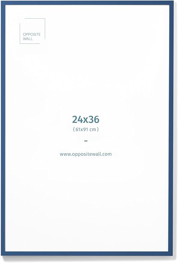 Opposite Wall - 24x36 in - Real Wood Blue Picture Frame - Lightweight, Versatile & Shatterproof - Large Wall Hanging Photo or Poster Frame - Wall Decor for Office, Gallery & Home