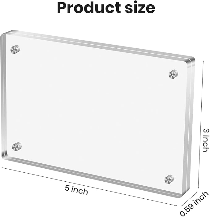 Acrylic Magnetic Photo Frame, 3x5 Inch Double-sided Magnetic Photo Frame, Tabletop Frameless Postcard Display (3-Pack)
