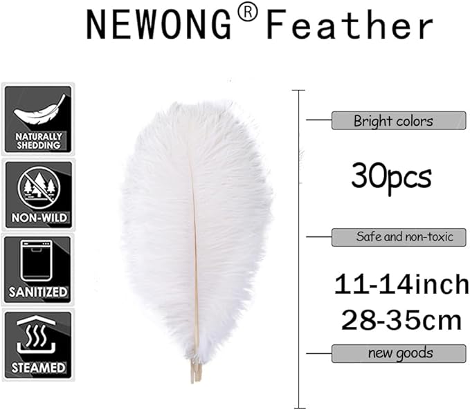 NEWONG 30pcs Blue Green Ostrich Feathers Natural Bulk 11-14inch(28-35cm) Vase Craft Wedding Home Party Centerpieces Christmas Day Decoration