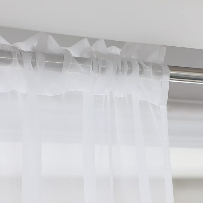 Window White Sheer Curtains 60 Inches Width 108 Inches Long 2 Panels Sheer Curtains Clear Curtains Basic Rod Pocket Panel for Home/Living Room/Bedroom/Kids Room