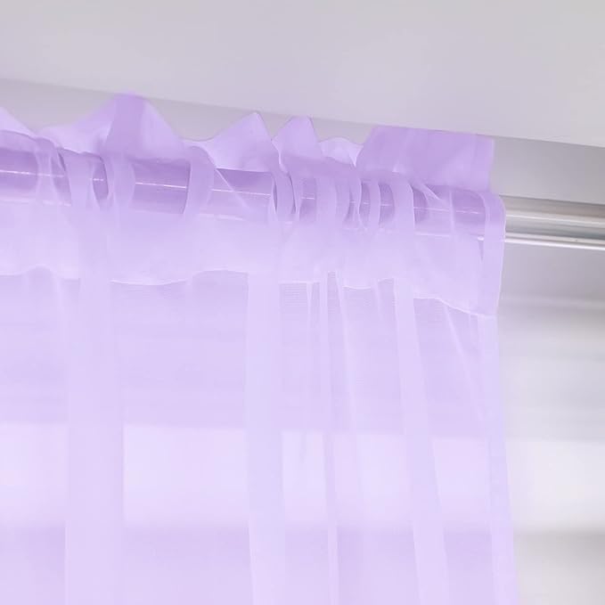Window Purple Sheer Curtains 95 Inches Long 2 Panels Basic Rod Pocket Panel for Bedroom Children Living Room Yard Kitchen