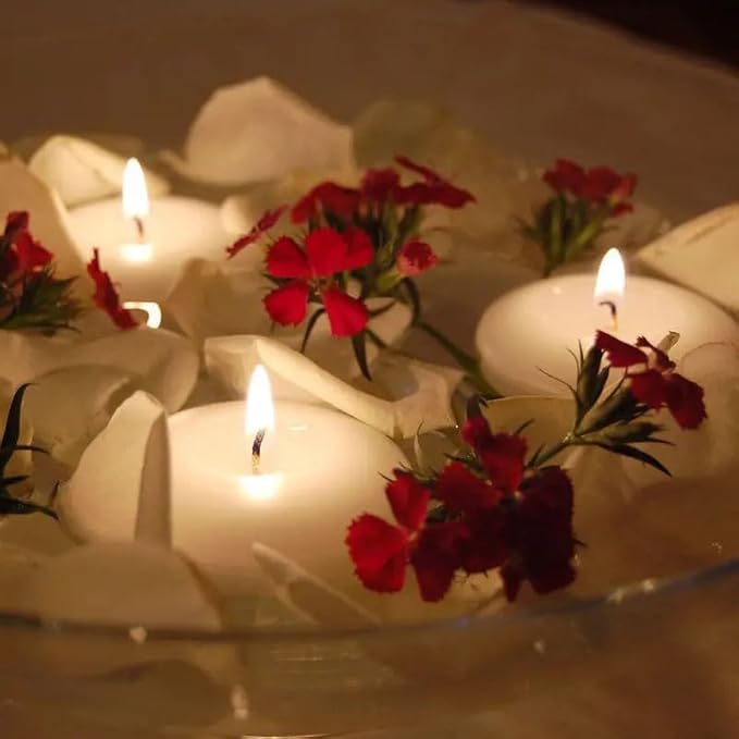 36 Floating Candles, Smoke-Free and odorless, Burning continuously for 8-10 Hours, White, 3-inch Floating Candles, Suitable for Valentine's Day, Weddings, Holidays, Home Decoration