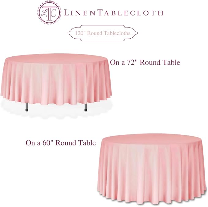 LTC LINENS 10 Pack 120 Inch Round Tablecloth Beige for 60 Inch Round Table - Bulk Round Table Cover - Washable, Wrinkle Resistant Polyester Fabric Cloth for Wedding, Party