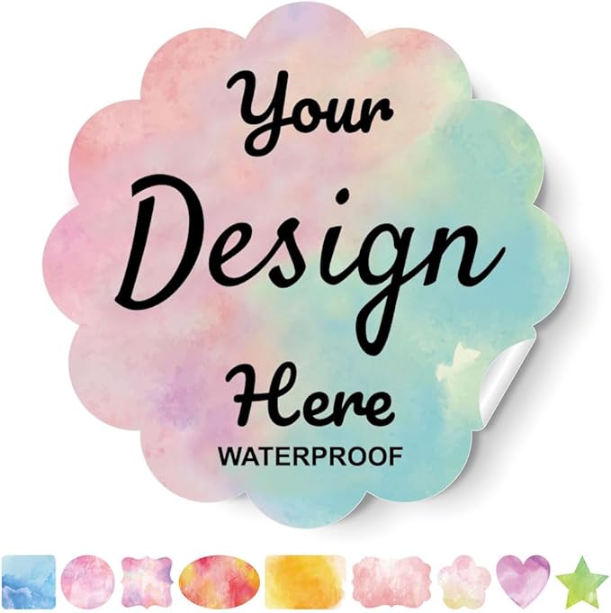 Custom Stickers Personalized Labels - Customized Stickers with Any Design Image Logo Text,Custom Stickers for Business Logo,Custom Thank You Label Stickers,100 Labels (Scalloped,1.5"x1.5")