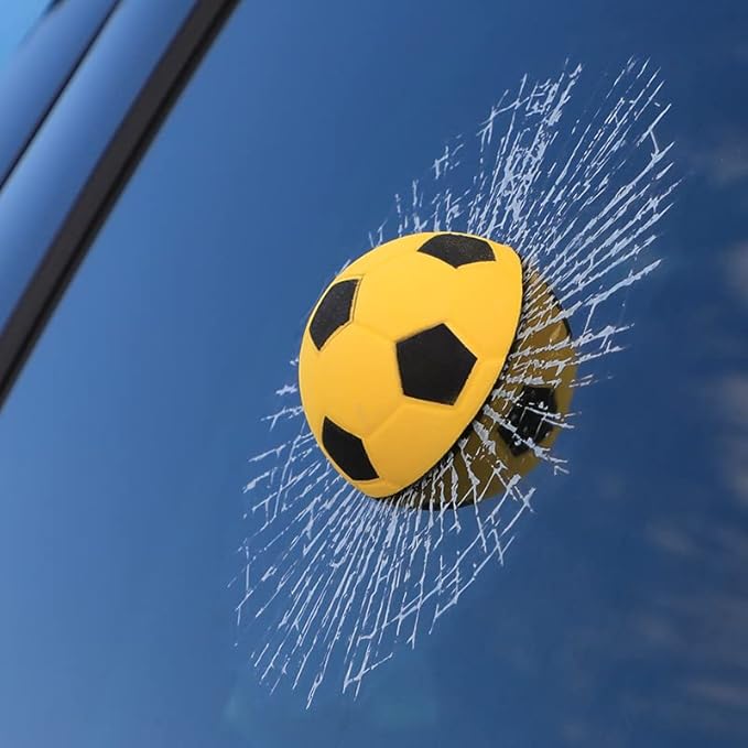 Car 3D elf Ball car Sticker, car Window Funny Creative Decorative Sticker(18cmx18cmx3cm) (Yellow Football)