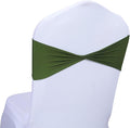 MDS Pack of 75 Spandex Chair Sashes Bows Elastic Stretch Dining Chair Bands Ties Without Slider Buckle Universal fits for Wedding Baby Shower Birthday Party Banquet Event Decoration - Olive Green